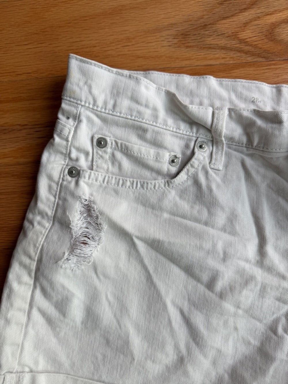 GAP White Distressed Denim Jean Shorts - Picture 2 of 7